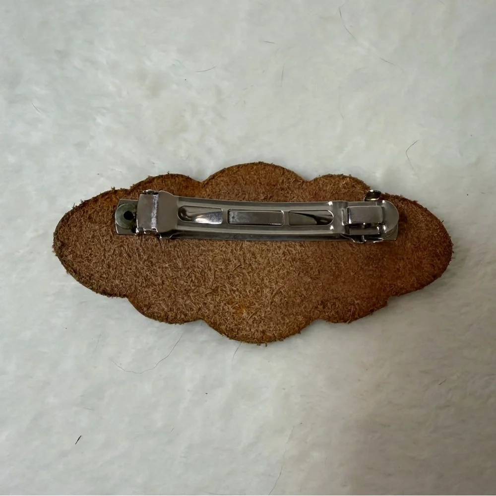 Handmade in Mexico Brown Leather Name Tag with Butterflies ELIZABETH